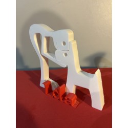 Décoration 3D « Chien & Homme » – Impression 3D personnalisée blanche | JLN3D