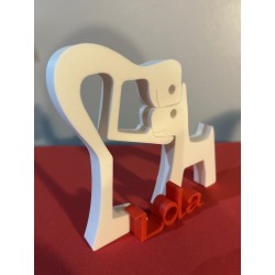 Décoration 3D « Chien & Homme » – Impression 3D personnalisée blanche | JLN3D