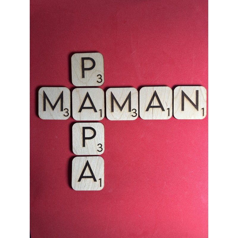 Lettre de Scrabble en bois de peuplier – Découpe laser personnalisée | Jln3D