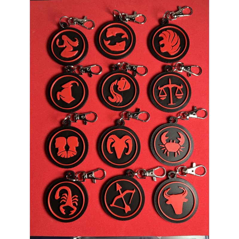Portes clés signe du Zodiac imprimés en 3d - letrrage 3d - Metz - Moselle - Thionville - Luxembourg