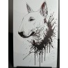 Représentation 3D artistique d’un Bull Terrier Anglais, imprimé avec la technologie Hueforge.